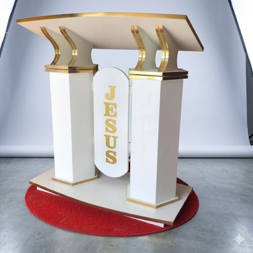 Elegant White & Gold Modern Pulpit