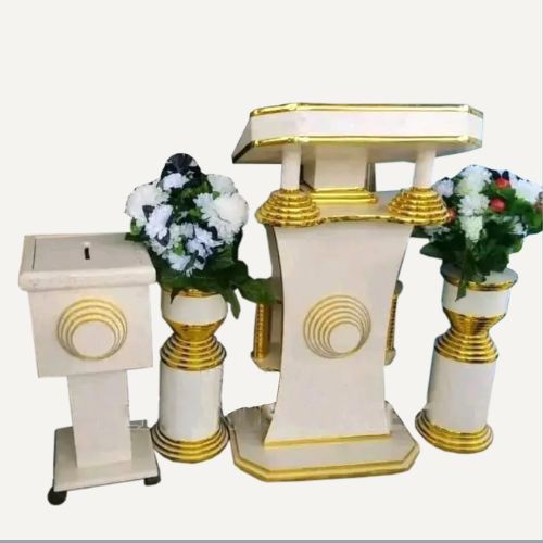Luxury Worship Podium with Flower Vases