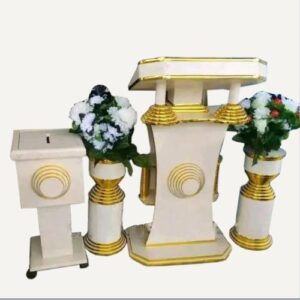 Luxury Worship Podium with Flower Vases